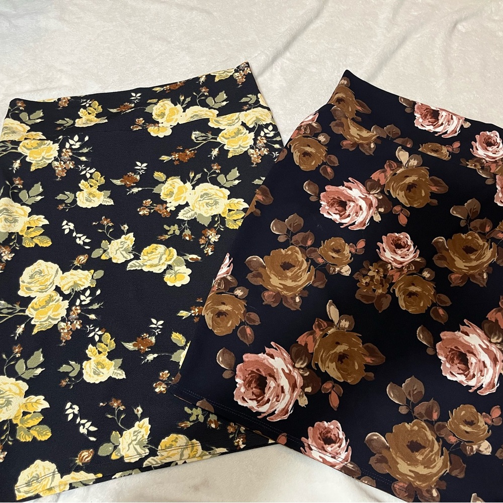 LuLaRoe Floral Pencil Skirts - Yellow and Brown